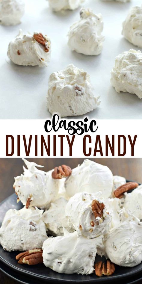 Divinity Recipe, Gooey Desserts, Holidays Treats, Divinity Candy, Salty Recipes, Christmas Candy Easy, Easy Christmas Candy Recipes, Shugary Sweets, Candy Recipes Homemade