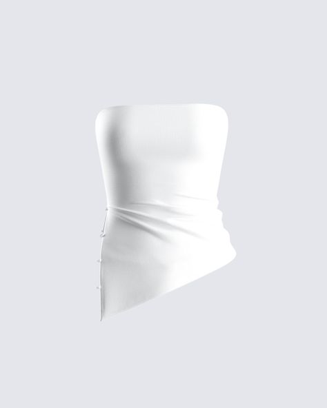 Bessie Ivory Asymmetrical Top Asymmetrical Top Outfit, Skirt Pattern Easy, Cute Highschool Outfits, Black Off Shoulder Top, White Tube Top, White Tube, Open Back Top, Asymmetrical Top, Bandeau Bra