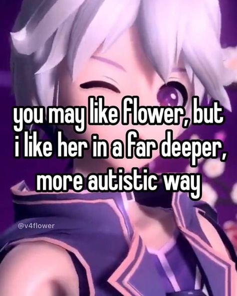 Flower Pfps Vocaloid, Vflower Pfp, Vflower Icon, Flower Vocaloid, V Flower, Vocaloid Funny, Goofy Drawing, Vocaloid Characters, Yes I Have