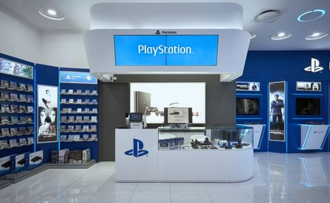 Playstation Shop, Corner Restaurant, Spatial Concepts, Playstation Store, Pc Table, Store Interiors, Retail Design Blog, Seoul South Korea, Game Store