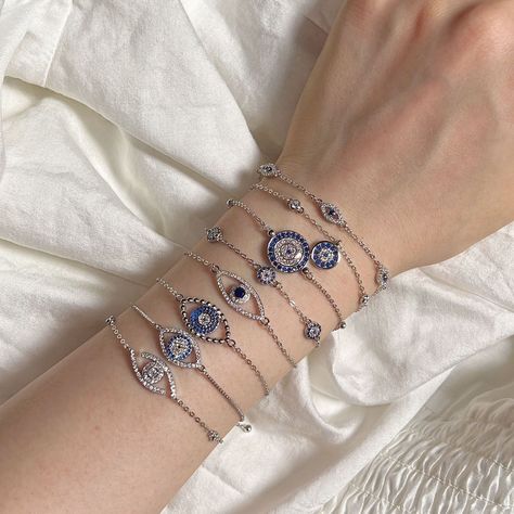 In stock. Going soon. Evil Eye Slider Bracelet only at $37.00.. Slider Bracelet, Candle Cup, Handmade Candles, American Express, Shine Bright, Handmade Bracelets, Sliders, Evil Eye, Cubic Zirconia