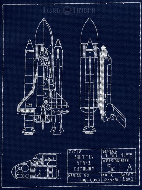 Rocket Cross Stitch, Space Cross Stitch Pattern Free, Robot Cross Stitch Pattern, Rocket Ship Cross Stitch Pattern, Space Cross Stitch, Astronomy Cross Stitch, Nasa Blueprints, Everything Cross Stitch, Nasa Space Shuttle