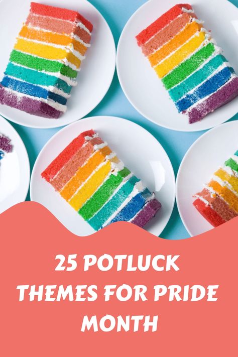 Embrace the vibrant spirit of Pride Month with these 25 fabulous potluck themes! From 'Rainbow Fiesta' to 'Flamboyant Food Fusion,' these themes will ignite your creativity and spread love and acceptance through the power of food. Celebrate diversity, equality, and LGBTQ+ pride with a mouthwatering assortment of dishes that reflect the colors of the rainbow and the boldness of the community. Whether you're hosting a drag brunch or a glittering dessert extravaganza, these potluck themes will ens Rainbow Potluck Ideas, Pride Lunch Ideas, Small Group Potluck Themes, Potluck Dinner Themes, Fun Potluck Themes, Potluck Themes, Pride Week, Caprese Skewers, Potluck Dishes