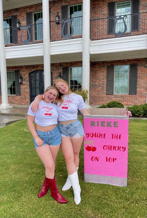 Cherry On Top Big Little Theme, Big Little Cherry Theme, Cherry Big Little Reveal, Bug Little Themes Sorority, Big Little Themes, Big Little Reveal Themes, Sorority Big Little Reveal, Aesthetic Cowboy, Sorority Themes