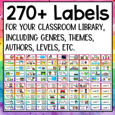 Rainbow Watercolor Classroom Labels: Supplies, Library, etc | TPT Class Library Labels, Classroom Library Labels Free Editable, Classroom Library Labels Free, Library Shelf Labels, Book Box Labels, Classroom Library Labels, Kindergarten Library, Classroom Supplies Labels, Classroom Library Organization