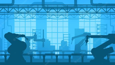 Factory Conveyor Belt, Robotic Wallpaper, Manufacturing Factory Design, Factory Background, Wallpaper Industrial, Machine Background, Robot Background, Factory Illustration, Industry Illustration