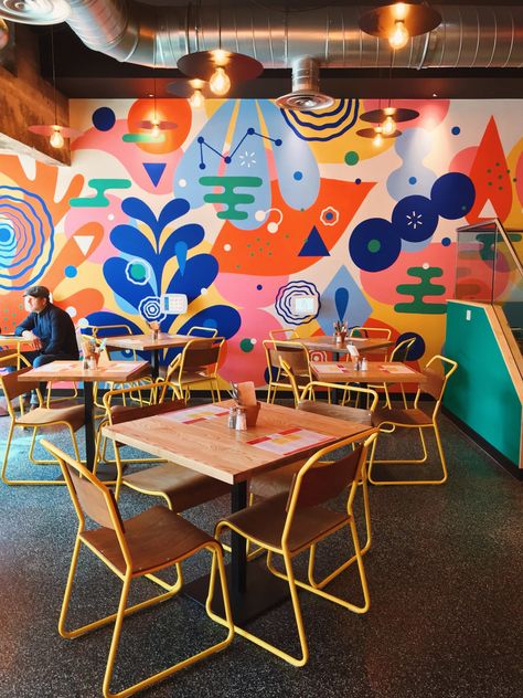 Pour la cuisine Theme Cafe, Backyard Restaurant, Interior Murals, School Murals, Mural Design, Mural Wall Art, Mural Painting, Wall Graphics, Restaurant Interior