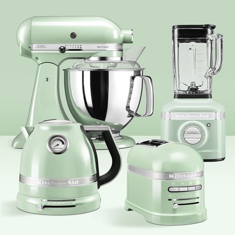 KitchenAid UK on Instagram: “Are you a fan of our Pistachio stand mixer? If so, you are in luck! All our Artisan appliances are now available in this colour… get ready…” Kitchenaid Mixer Pistachio, Green Kitchenaid, Kitchenaid Pistachio, Pistachio Kitchenaid, Green Kitchen Appliances, Light Green Kitchen, Kitchen Aid Appliances, Baking Equipment, Avocado Cream