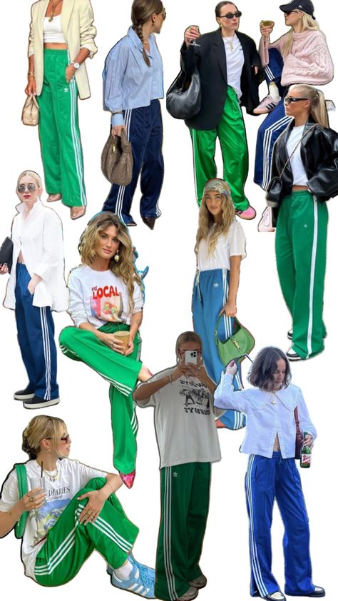 Track Pants Outfit Casual, Adidas Track Pants Outfit Woman, Green Adidas Pants, Adidas Track Pants Outfit, Adidas Street Style, Adidas Pants Outfit, Sporty Chic Outfits, Looks Adidas, Track Pants Outfit