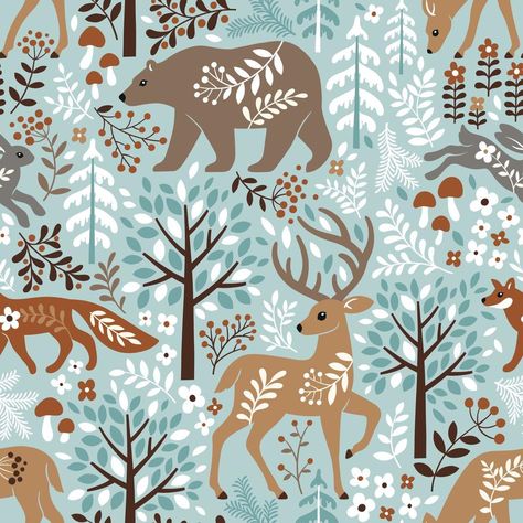 Woodland Illustration, Textile Wallpaper, Scandinavian Pattern, Pattern Design Inspiration, Scandinavian Print, Scandinavian Folk Art, Tree Patterns, Christmas Illustration, Pattern Illustration