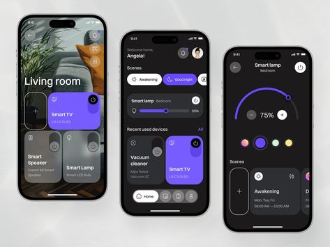 Smart Home Mobile App by Ronas IT | UI/UX Team on Dribbble Application Ui Design, Ux Design Mobile, Ui Design Dashboard, Ui Design Trends, Design Home App, Mobile App Design Inspiration, App Interface Design, Ui Ux Designer, Youtube Design