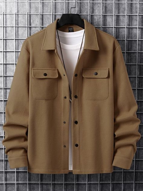 Neutral Color Outfits, Black Men Fashion Urban, Overcoat Men, Designer Jackets For Men, Button Up Jacket, Types Of Jackets, Jacket With Pockets, Streetwear Men Outfits, Black Men Fashion