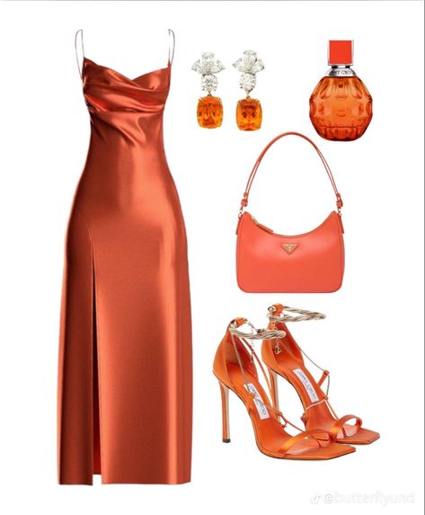 Orange Classy Outfits, Orange Formal Dress, Glam Outfit, Classy Casual Outfits, Looks Chic, Dressy Outfits, Cute Simple Outfits, Fancy Outfits, Lookbook Outfits