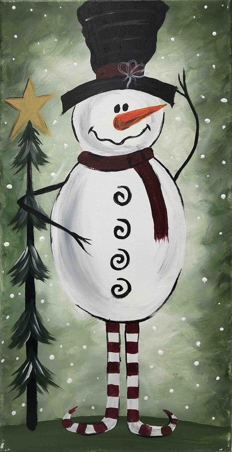 Painted Snowman On Wood, Cute Snowman Painting, Christmas Snowman Painting, Snowmen Pictures, Canvas Painting For Beginners, Santa Paintings, Painted Snowman, Christmas Canvas Art, Vintage Snowman