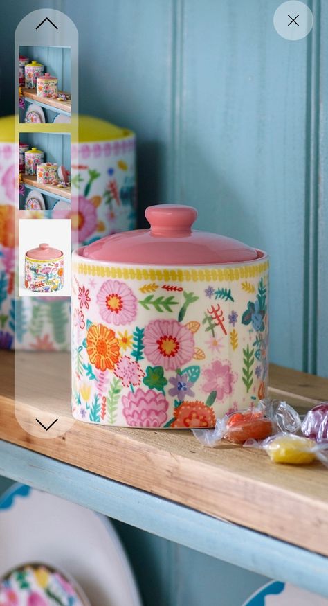 Lucy Tiffney, Large Storage Jars, Colorful Kitchen Accessories, Floral Storage, Maximalist Floral, Jar Storage, Beautiful Storage, Inspire Me Home Decor, Storage Jar