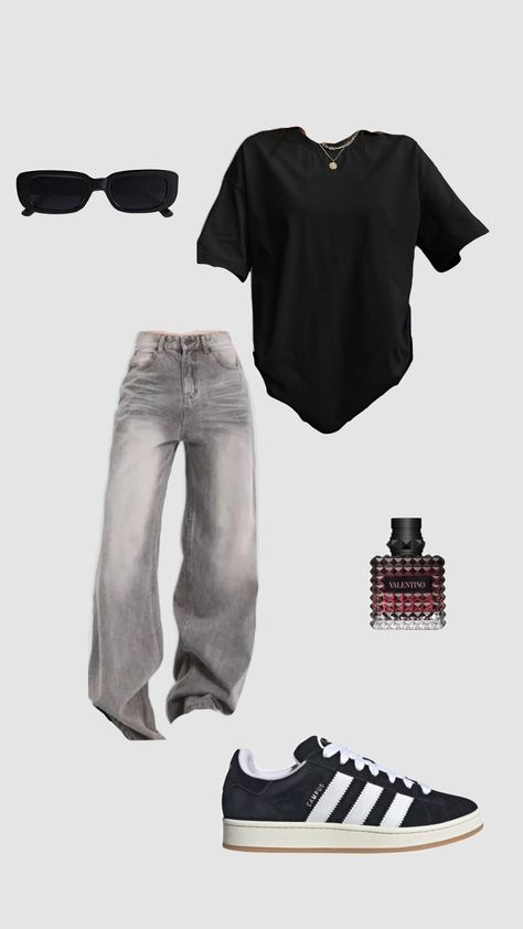 #adidascampus #outfit #outfitcheck Adidas Campus Black Outfit, Adidas Campus 00s Black Outfit, Black Campus 00s Outfit, Adidas Outfit Summer, Adidas Campus Outfit, Full Black Outfit, Outfit Campus, Campus Outfit, Zara Drip