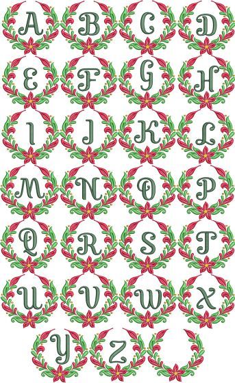 Christmas Wreath Monogram Christmas Wreath Embroidery, Cottage Embroidery, Free Monogram Fonts, Mask Embroidery, Christmas Fonts Free, Monogrammed Hand Towels, Wreath Embroidery, Decorative Fonts, Monogram Machine