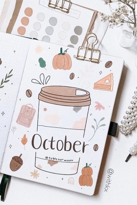 40+ Best bullet journal monthly cover ideas for October #bujocover #bujospreads #bulletjournalideas Monthly Cover Ideas, Journal Monthly Cover, Bullet Journal October, Bullet Journal Monthly, Bullet Journal Month, Penanda Buku, Bullet Journal Banner, Bullet Journal Cover Ideas, Bullet Journal Mood Tracker Ideas