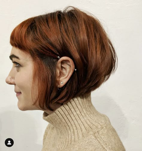 Bob With Short Fringe, Edo Salon, Short Fringe Bangs, Bangs Choppy, Modern Bob Haircut, The Lob, Organic Hair Color, Short Red Hair, French Bob