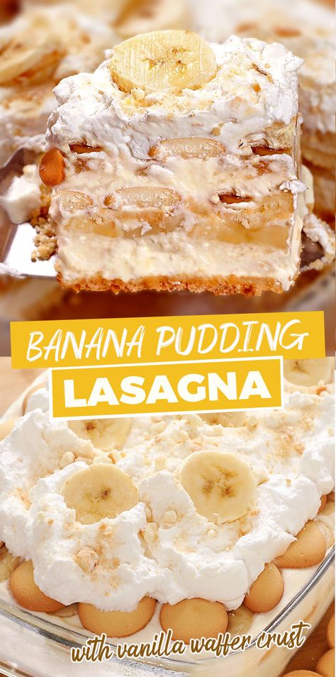 No Bake Banana Pudding Lasagna - Sugar Apron Bake Banana, No Bake Banana Pudding, Pudding Flavors, Banana Dessert Recipes, Nilla Wafers, Layered Desserts, Banana Dessert, Pure Vanilla, Baked Banana