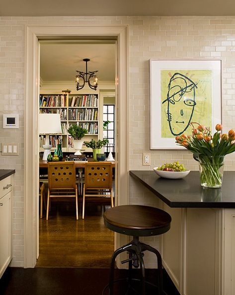 See more of Glenn Gissler Design's "Greenwich Village Prewar" on 1stdibs Greenwich Village Apartment, Black Mosaic Tile, Nyc Interior Design, Art Deco Chair, Deco Chairs, Cerused Oak, Family Apartment, Kitchen Views, Greenwich Village