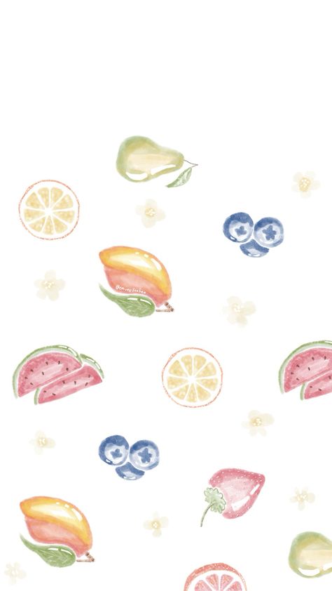 Watercolour fruit pattern, watercolour phone wallpaper, new lockscreen, colourful wallpaper, watermelon, mango, blueberry, strawberry illustration Fruit Phone Wallpaper, Summer Illustration Wallpaper, Cute Fruit Wallpapers, Watercolour Wallpaper, Mango Wallpaper, Wallpaper Fruit, Blueberry Wallpaper, Watercolour Pattern, Summer Prints Wallpaper