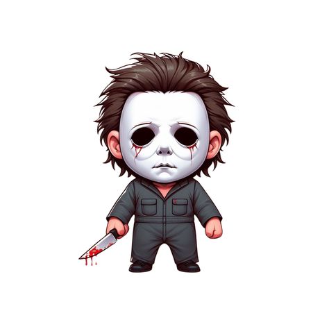 Horror Svg Free Files For Cricut, Cute Jason Voorhees Art, Chibi Michael Myers, Cartoon Michael Myers, Micheal Myers Pfp, Michael Myers Cartoon, Baby Michael Myers, Cute Michael Myers, Cartoon Horror Characters