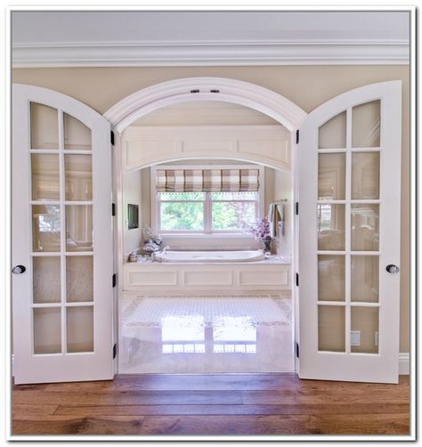 French Doors Arched French Doors Interior, Pintu Ganda, French Door Interior, Arched Interior Doors, Arched French Doors, Pintu Interior, Installing French Doors, French Door Curtains, Glass French Doors