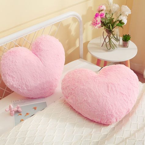 PRICES MAY VARY. 100% Polyester 【Shaggy Faux Fur Heart Toy Throw Pillow】100% polyester. 1 inch long fur fluffy pillow with insert. Ultra soft and cute. No color fading. No shedding. Pets hair friendly. 【Pillow is with insert and the insert cannot be taken out】 【Color & Size】Lovely pink color in heart shape. 18x15 inches. 2 pcs/set 【Lovely Heart Shape】No girls would refuse pink. With lovely heart shape, the pillow would help you express your love more.For mom, or daughter, or girlfriend, or best Fluffy Throw Pillows, Novelty Pillows, Heart Pillows, Dining Sofa, Fur Pillow, Soft Heart, Heart Pillow, Bedroom Pillows, Pink Pillows