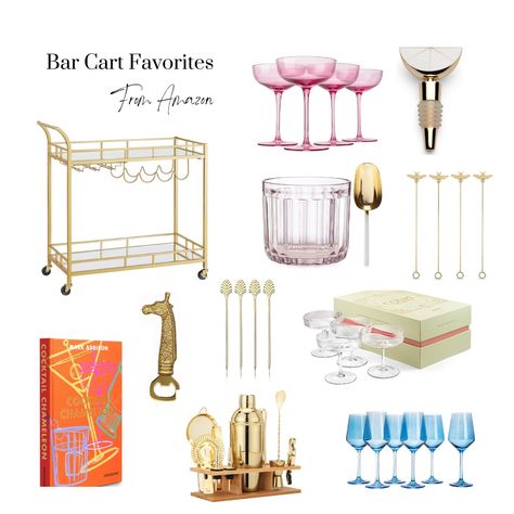 Bar Cart Books, Amazon Bar Cart, Bar Cart Styling Ideas Without Alcohol, Bar Cart Necessities, Bar Cart Preppy, Bar Cart Inspo College, Bar Cart Decorations, Trendy Bar Cart, Bar Cart Ideas Apartments