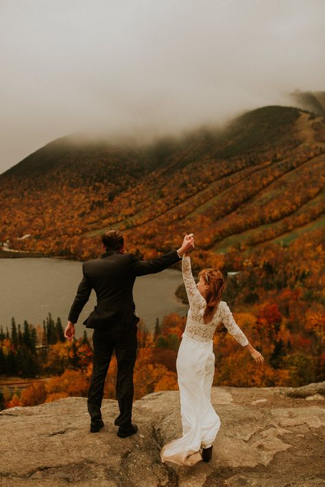 New Hampshire Elopement, this is why you get married in the Autumn! Intimate Wedding Reception, Small Intimate Wedding, Maine Wedding, Mountain Elopement, England Wedding, White Mountains, White Mountain, Adventure Elopement, Mountain Wedding