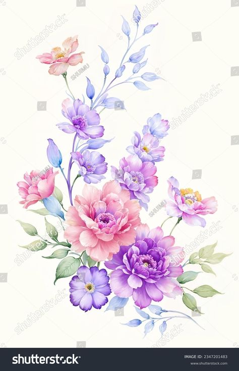 Flowers Watercolor Illustrationmanual Composition Set Watercolor Stock Illustration 2347201483 | Shutterstock Watercolor Flowers Png, Flower Hd, Shutter Stock, Flowers Png, Flowers Watercolor, Industrial Art, Channel Art, Watercolor Flower, Color Palette Generator