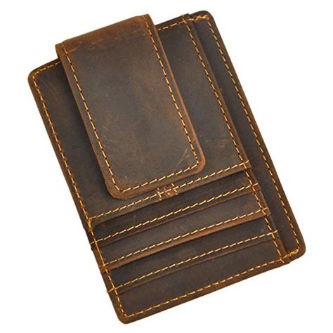 Le'aokuu Genuine Leather Magnet Money Clip  Brown leather but not cheesy!!! Leather Magnet, Ridge Wallet, Credit Card Holder Wallet, Man Purse, Leather Gear, Front Pocket Wallet, Fade Out, Wallet Organization, Slim Wallet