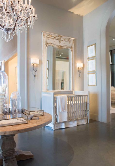 Luxury Nursery Twins, Restoration Hardware Nursery Boy, Baby Nursery Restoration Hardware, Restoration Hardware Cribs, Baroque Nursery, Farm Essentials, Tennessee Mansions, Designer Nursery, Luxury Baby Room