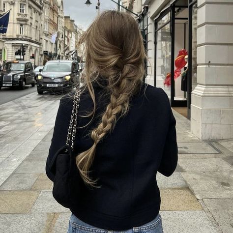 Chic Parisian Aesthetic, French Plait Aesthetic, Scandinavian Style Hair, French Braid Brown Hair, French Braids Aesthetic, French Plates Hairstyles, French Braid Outfit, Two Braids Aesthetic, Straight Long Hair Hairstyles