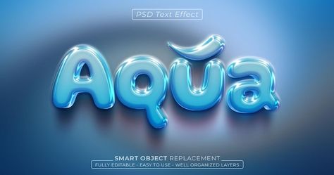 PSD aqua 3d water style text effect | Premium Psd #Freepik #psd #water-text #typography-banner #blue-text #blue-text-effect Floating Typography, Water Typography, Water Words, 3d Banner, Laundry Logo, Blue Typography, Aqua Design, Text Typography, Adobe Illustrator Graphic Design