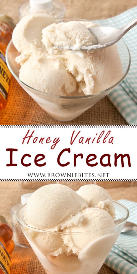 Honey Vanilla Ice Cream (no eggs) - Brownie Bites Blog Ice Cream No Eggs, Homemade Ice Cream Recipes Machine, Ice Cream Recipes Machine, Honey Ice Cream, Healthy Food Habits, Ice Cream Maker Recipes, Easy Ice Cream, Homemade Ice Cream Recipes, Healthy Food Facts