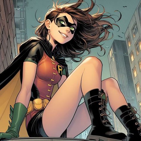 Female Robin Costume, Female Dc Characters, Jinx Teen Titans, Robin Outfit, Robin Girl, Female Robin, Superhero Costumes Female, Batman Girl, Batgirl Art