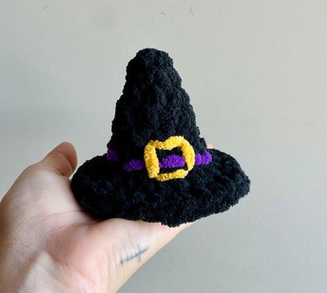 Mini Witch Hat for Amigurumi or Halloween Prop – yarnybox Small Witch Hat Crochet Pattern, Crochet Amigurumi Witch Hat, Crochet Small Witch Hat Pattern Free, Crochet Small Witches Hat Free Pattern, Small Crochet Witch Hat, Mini Crochet Witch Hat, Crochet Mini Witch Hat Pattern Free, Crochet Mini Witch Hat, Crochet Which Hat