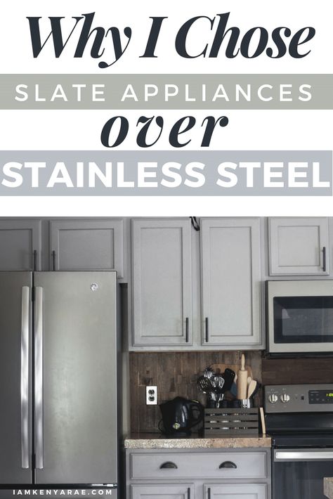 Ge Slate Appliances In Kitchens, Ge Appliances Kitchens, Kitchen Paint Colors With Stainless Steel Appliances, Slate Kitchen Appliances, Slate Appliances White Cabinets, Appliance Colors, Fireplace Finishes, Slate Appliances Kitchen, Ge Slate Appliances