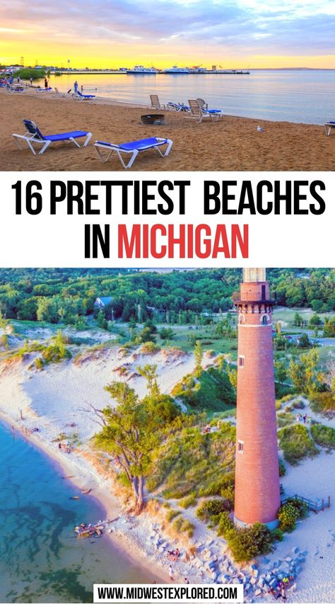 16 Prettiest Beaches in Michigan | best beaches in michigan | beaches in michigan summer | michigan beaches | best midwest beaches | best beaches in the midwest | michigan travel | michigan summer vacation | michigan summer bucket list | beach travel | #michigan #beaches #summer Balayage, Michigan Airbnb, Beaches In Michigan, Michigan Beach Vacations, Michigan Beach Towns, Michigan Summer Vacation, Up Michigan, Michigan Adventures, Michigan Road Trip