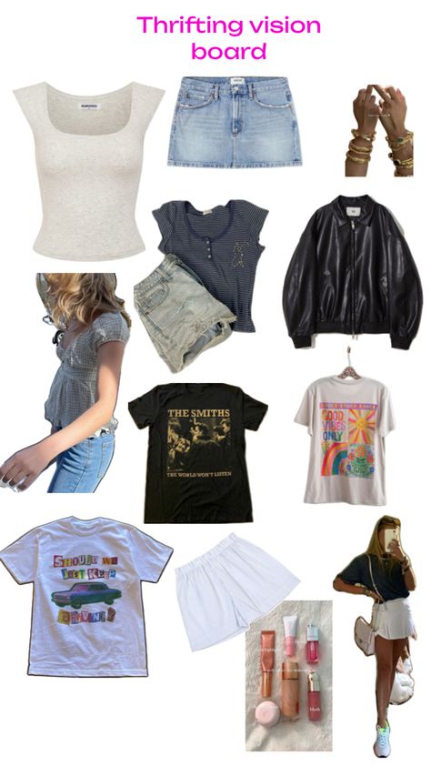 #cleangirl #denim #retro #makeup Thrift List, Thrift Wishlist, Thrift Board, Trendy Outfit Inspo, Thrift Inspo, Inspo Board, Thrift Store, Trendy Outfits, Vision Board