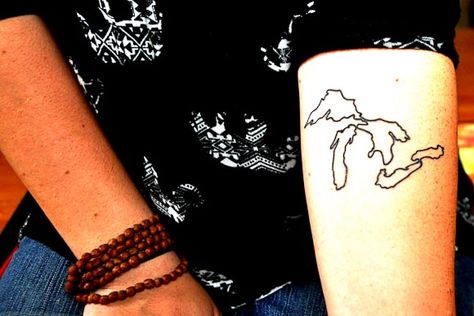 Erie Tattoo, Lake View Tattoo, Lakes Drawing, Great Lakes Tattoo Ideas, Lake Michigan Tattoo, Lake George Tattoo, Lakes Tattoo, Great Lakes Tattoo, Michigan Tattoo