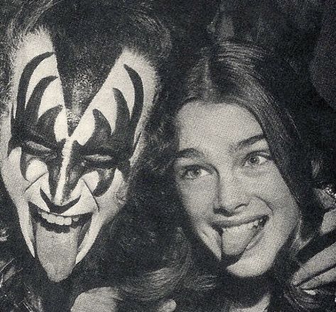 Black, Gene Simmons, Brooke Shields, Beverly Hills, Portrait Tattoo, Kiss, Historical Figures, Black And White, White