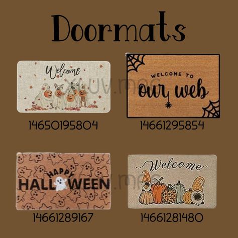 Blocksburg Halloween Decals, Small Fall Bloxburg House Layout, Cute Fall Bloxburg House Layout, Bloxburg Halloween House 1 Story, Fall Rug Codes Bloxburg, Bloxburg House Ideas For Halloween, Halloween Picture Decals Bloxburg, Fall Decals Berry Ave, Halloween Decor Bloxburg