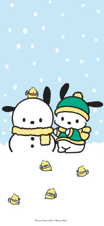 Pochacco Christmas Pfp, Pochacco Christmas Wallpaper, Sanrio Winter Wallpaper, Pochacco Drawing, Sanrio Characters Wallpapers, Christmas Pochacco, Pochacco Christmas, Cutesy Wallpaper, Sanrio Winter