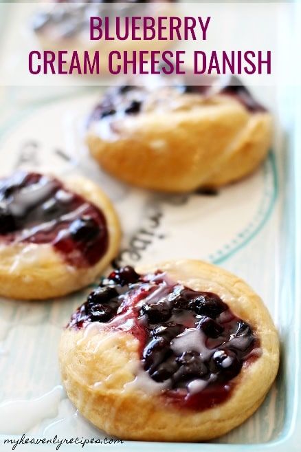 Blueberry Cream Cheese Danish with Crescent Rolls Recipe + VIDEO Easy Cream Cheese Danish Recipe, Blueberry Cream Cheese Danish, Oven Breakfast, Cream Cheese Danish Recipe, Danish Recipes, Cheese Danish Recipe, Danish Recipe, Baked Eggs Recipe, Crescent Recipes