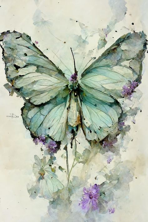 Premium Photo | Mint Green Contemporary Butterfly Design Sky Art Painting, Butterfly Artwork, Butterfly Art Painting, Diy Watercolor Painting, Butterfly Drawing, 수채화 그림, Butterfly Painting, Butterfly Watercolor, Water Painting