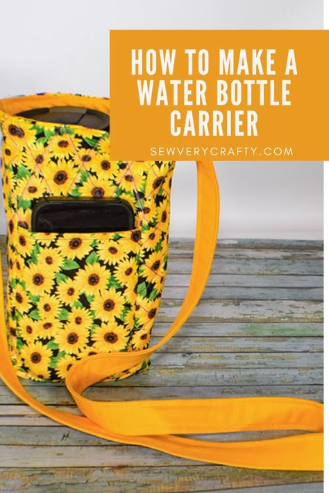 Quilted Water Bottle Holder Free Pattern, Water Bottle Bag Sewing Pattern Free, How To Sew A Water Bottle Holder, Quilted Water Bottle Holder, Free Pattern Water Bottle Holder, Water Bottle Holder Diy Free Pattern, Diy Insulated Water Bottle Holder, Water Bottle Holders Diy, Camping Sewing Projects Diy