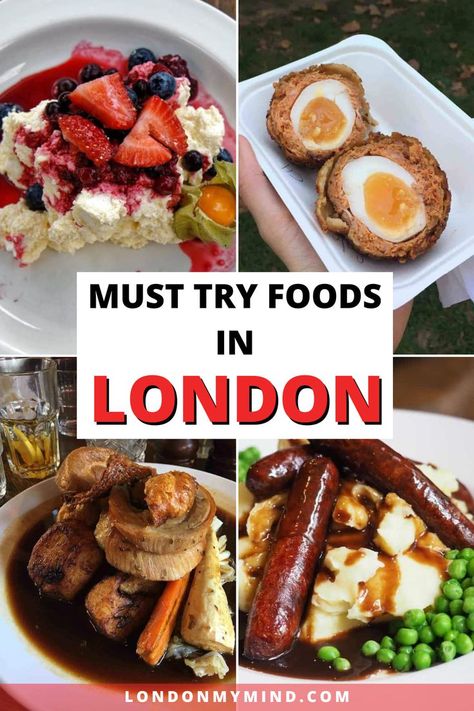 Feeling peckish, as the Brits say? Here are the best London foods to try on your trip, from bangers and mash to Sunday Roast. Dig into these British foods and other foods in London to satisfy your appetite when visiting London. Best Restaurants In London, British Foods, Steak And Chips, English Desserts, Eat In London, Bangladeshi Food, Pie And Mash, Foods To Try, Bangers And Mash